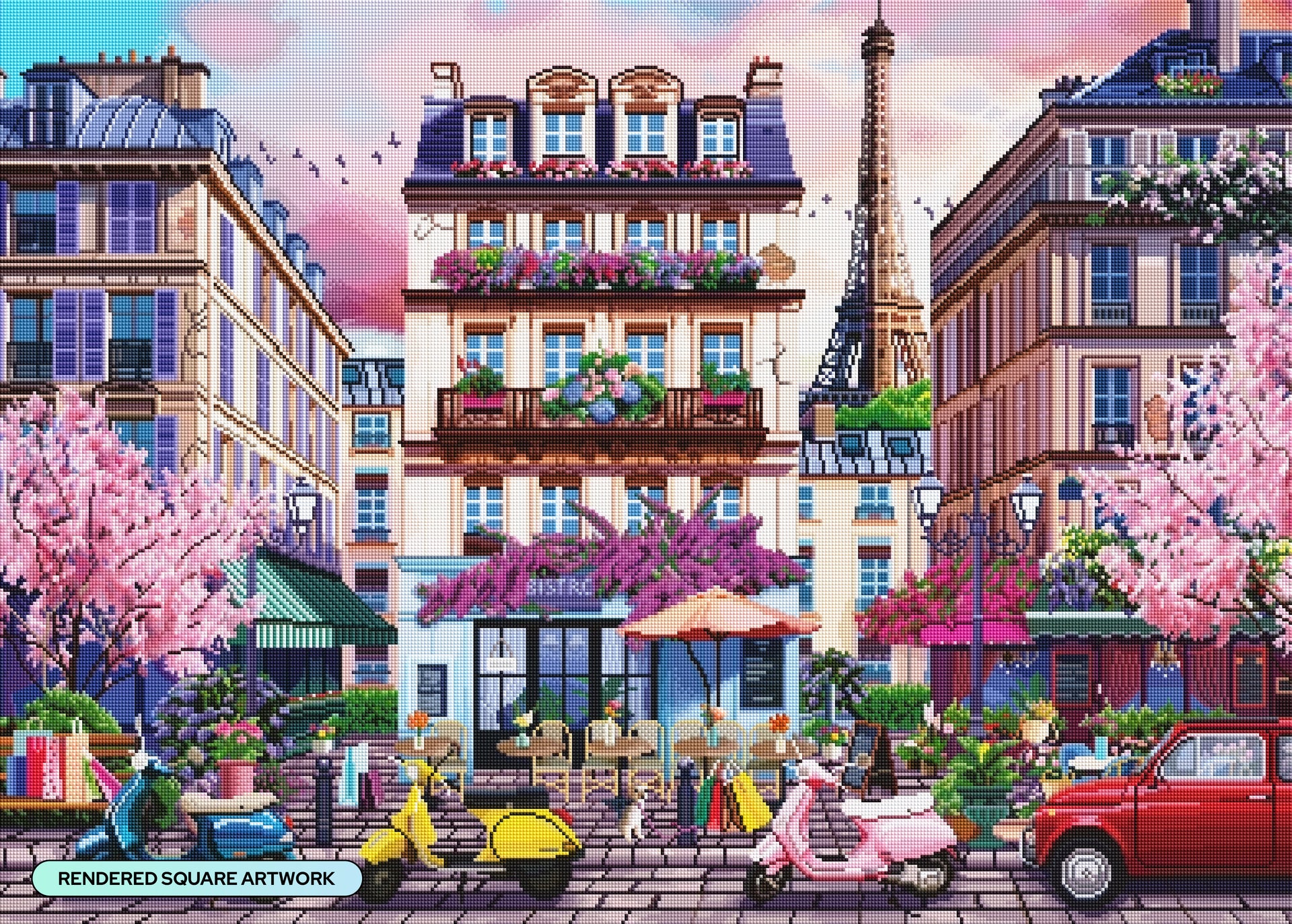 Diamond Painting Paris Shopping District 38.6" x 27.6" (97.8cm x 69.9cm) / Square with 91 Colors including 3 ABs and 3 Fairy Dust Diamonds / 110,433