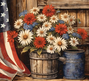 Diamond Painting Patriotic Arrangement 28" x 25.6" (70.9cm x 65cm) / Square with 51 Colors including 3 ABs and 2 Fairy Dust Diamonds / 74,385