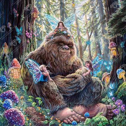Diamond Painting Peaceful Bigfoot 27.6" x 27.6" (69.9cm x 69.9cm) / Square with 63 Colors including 1 AB and 3 Fairy Dust Diamonds / 78,961