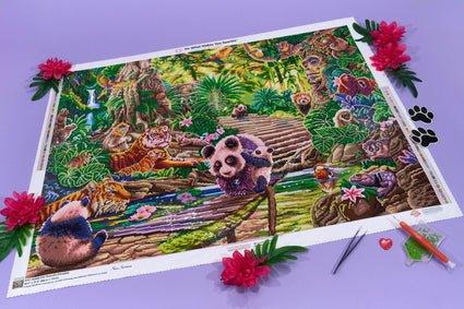 Diamond Painting Peaceful Paradise 38.6" x 27.6" (98cm x 70cm) / Square with 60 Colors including 4 ABs and 2 Fairy Dust Diamonds / 110,433