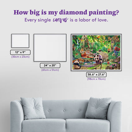 Diamond Painting Peaceful Paradise 38.6" x 27.6" (98cm x 70cm) / Square with 60 Colors including 4 ABs and 2 Fairy Dust Diamonds / 110,433