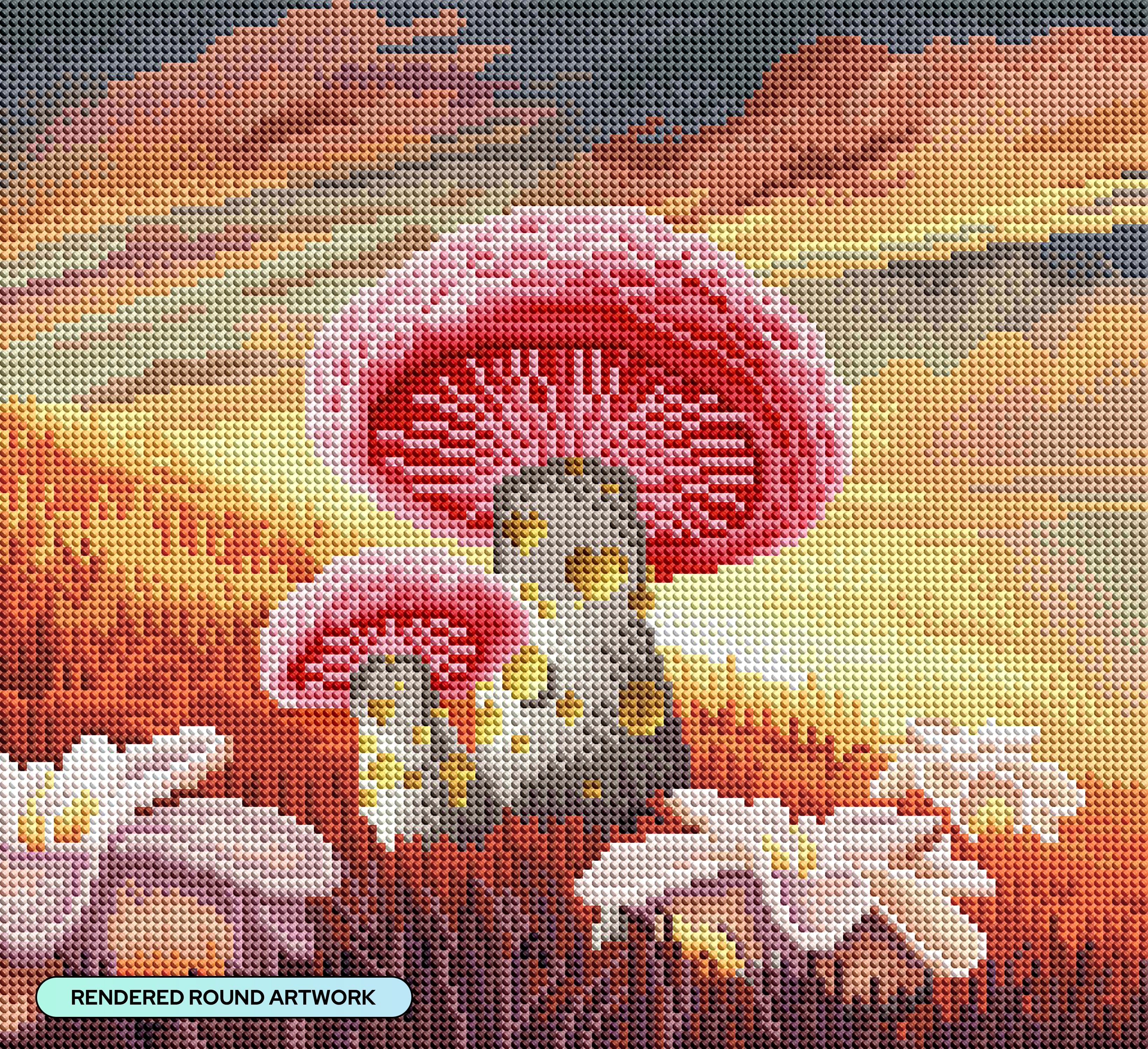 Peach Mushroom Twilight Diamond Art Kit | Diamond Art Club
