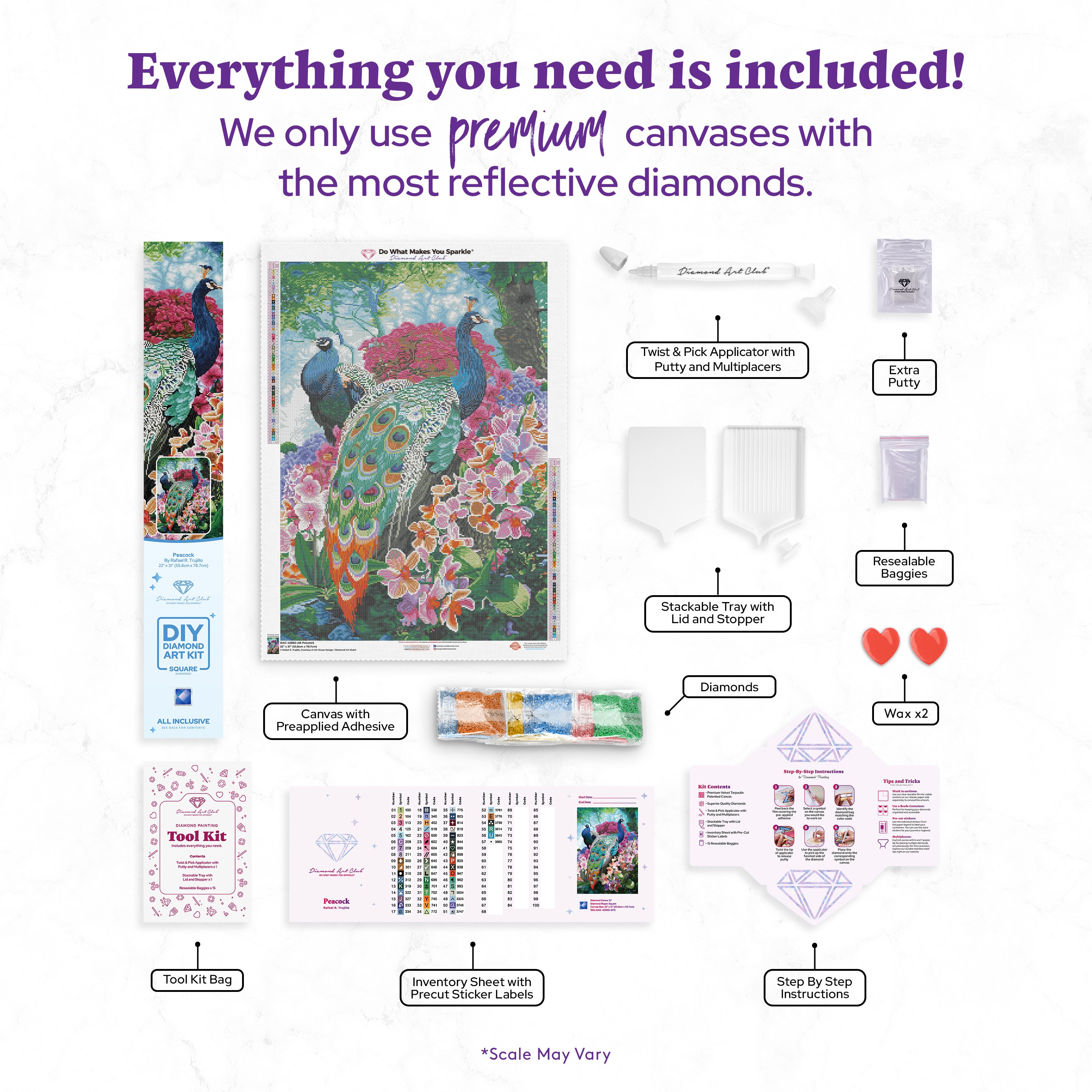 孔雀のダイヤモンドペインティングキット – Diamond Art Club