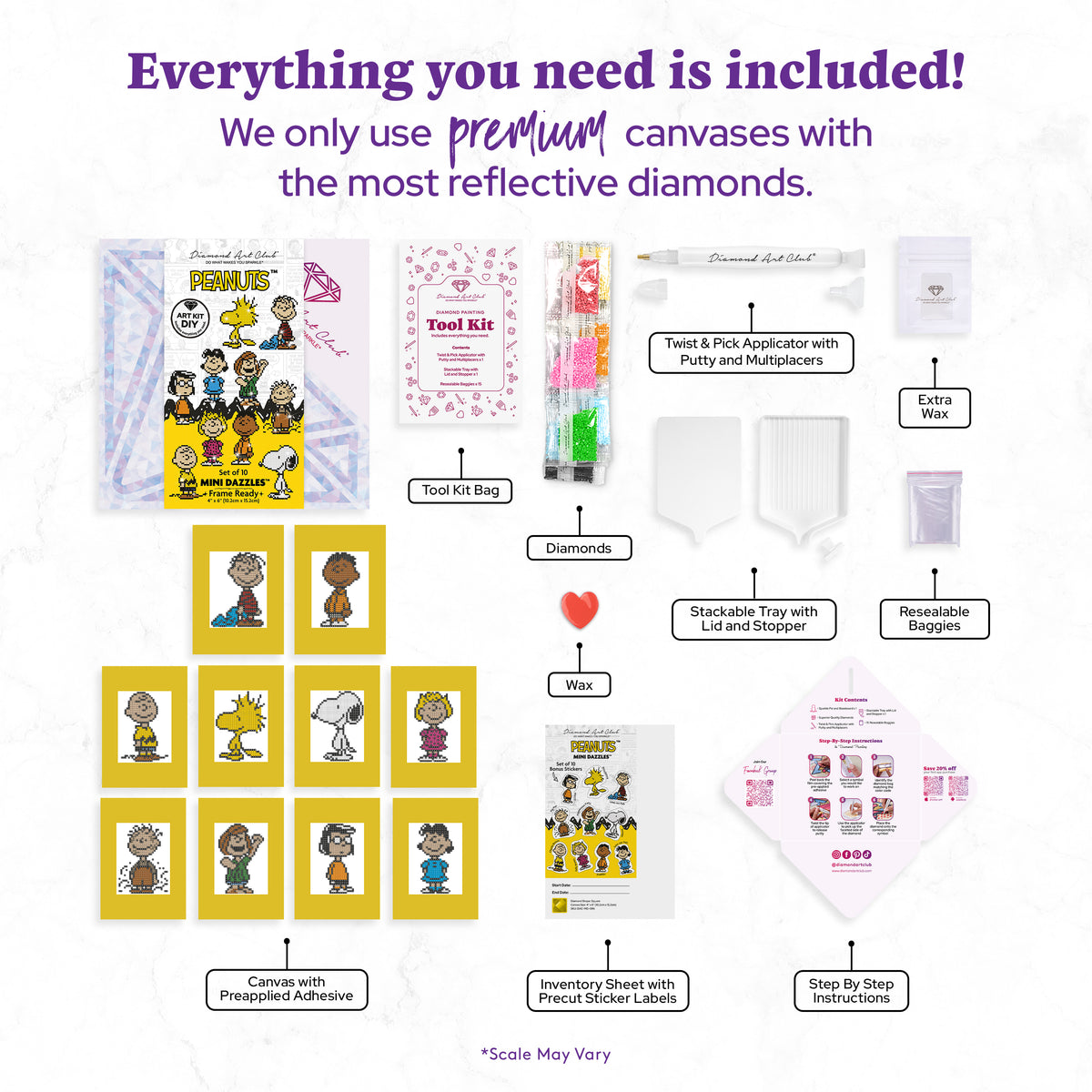 Diamond Painting Peanuts™ - Mini Dazzles™ 4" x 6" (10.2cm x 15.2cm) / Square With 14 Colors Including 4 ABs and 10 Fairy Dust Diamonds / 5,601