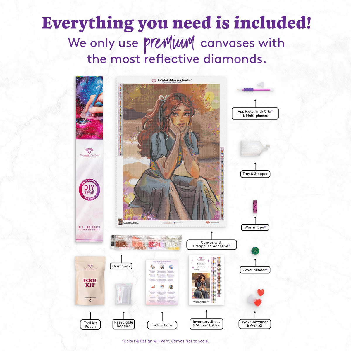 Diamond Painting Peculiar 22" x 31" (55.8cm x 78.7cm) / Round with 62 Colors including 5 ABs and 1 Fairy Dust Diamonds / 55,919