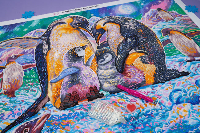 Diamond Painting Penguin Harmony 37" x 27.6" (94cm x 70cm) / Square with 62 Colors including 2 ABs and 3 Fairy Dust Diamond / 105,937