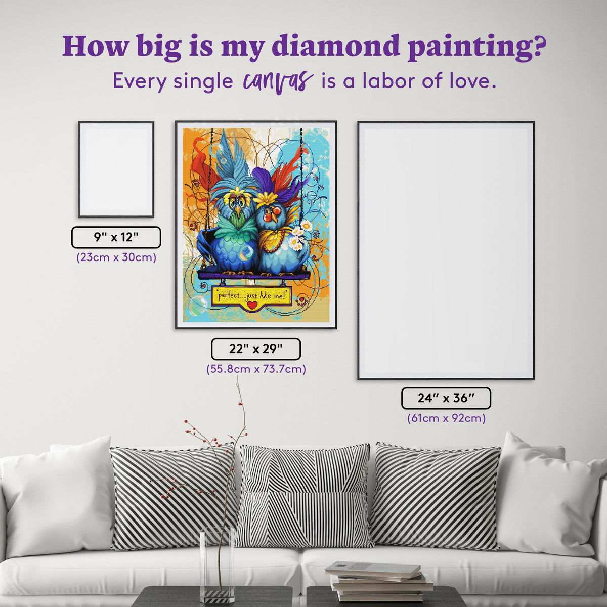 Diamond Painting PERFECT 2 22" x 29" (55.8cm x 73.7cm) / Square with 56 Colors including 1 AB and 1 Frosted Diamond and 4 Fairy Dust Diamonds / 66,304
