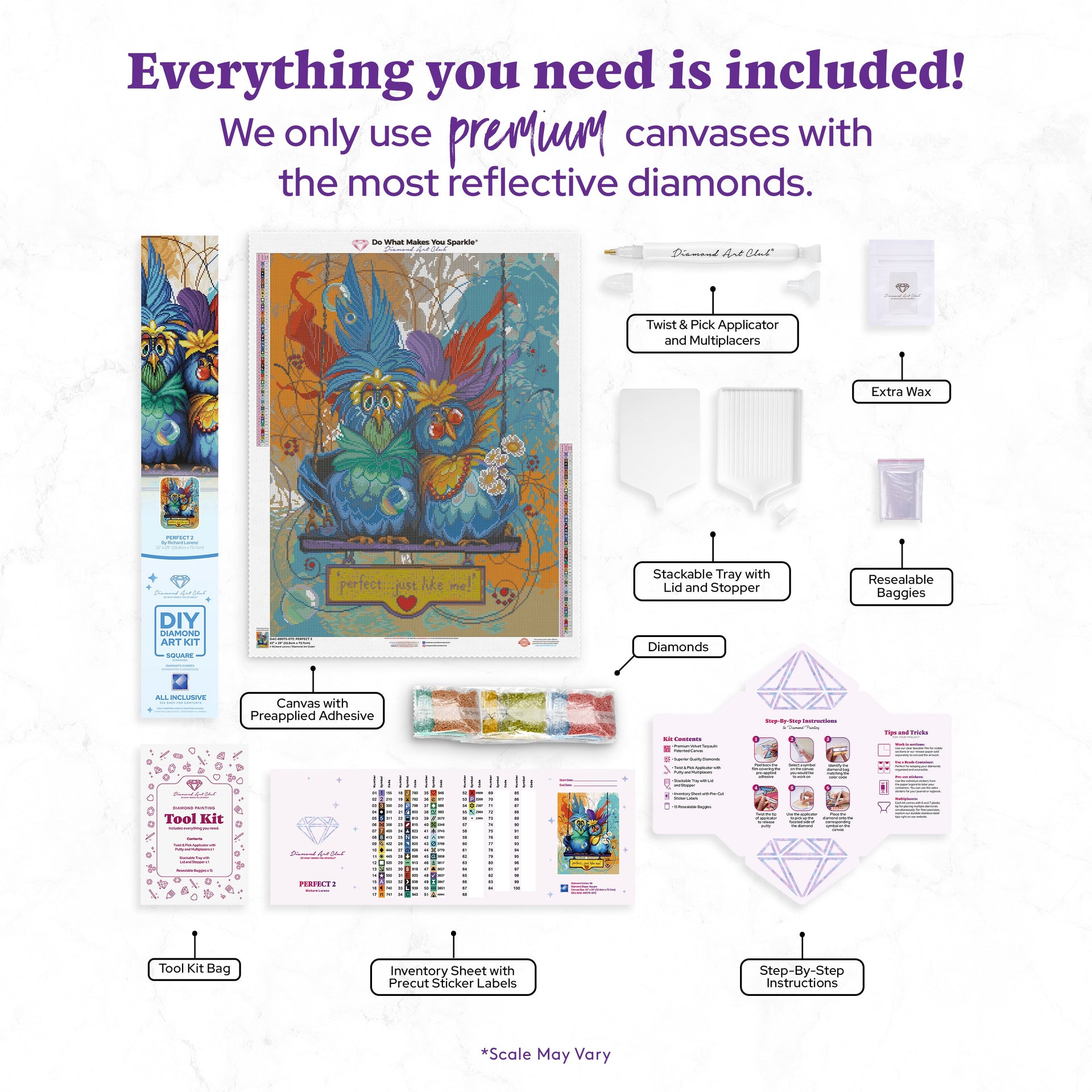 Diamond Painting PERFECT 2 22" x 29" (55.8cm x 73.7cm) / Square with 56 Colors including 1 AB and 1 Frosted Diamond and 4 Fairy Dust Diamonds / 66,304