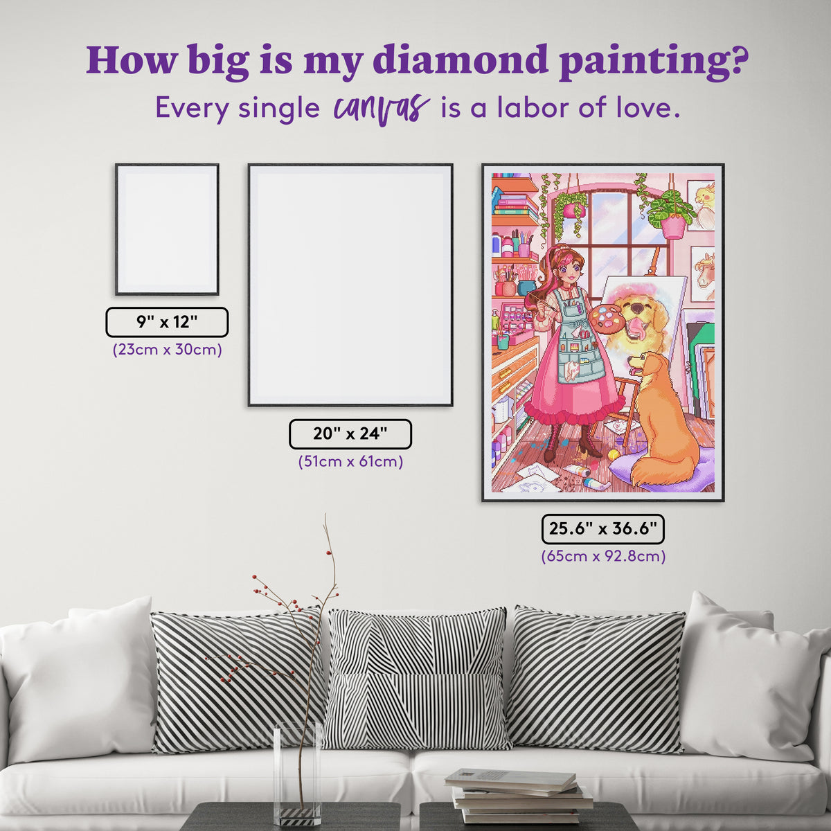 Diamond Painting Pet Art Studio 25.6" x 36.6" (65cm x 92.8cm) / Square with 82 Colors including 4 ABs and 6 Fairy Dust Diamonds / 97,353