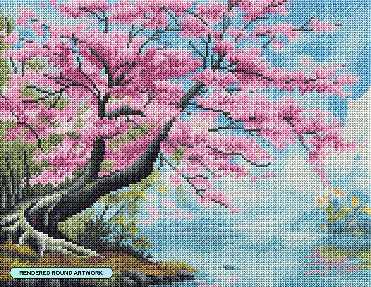 Diamond Painting Petals by the Quiet Shore 17" x 13" (42.7cm x 33cm) / Round with 35 Colors including 2 ABs and 2 Fairy Dust Diamonds / 18,600