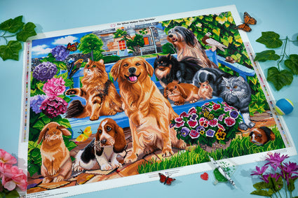 Diamond Painting Pets 37.8" x 27.6" (96cm x 70cm) / Square with 77 Colors including 2 ABs and 3 Fairy Dust Diamonds / 108,185