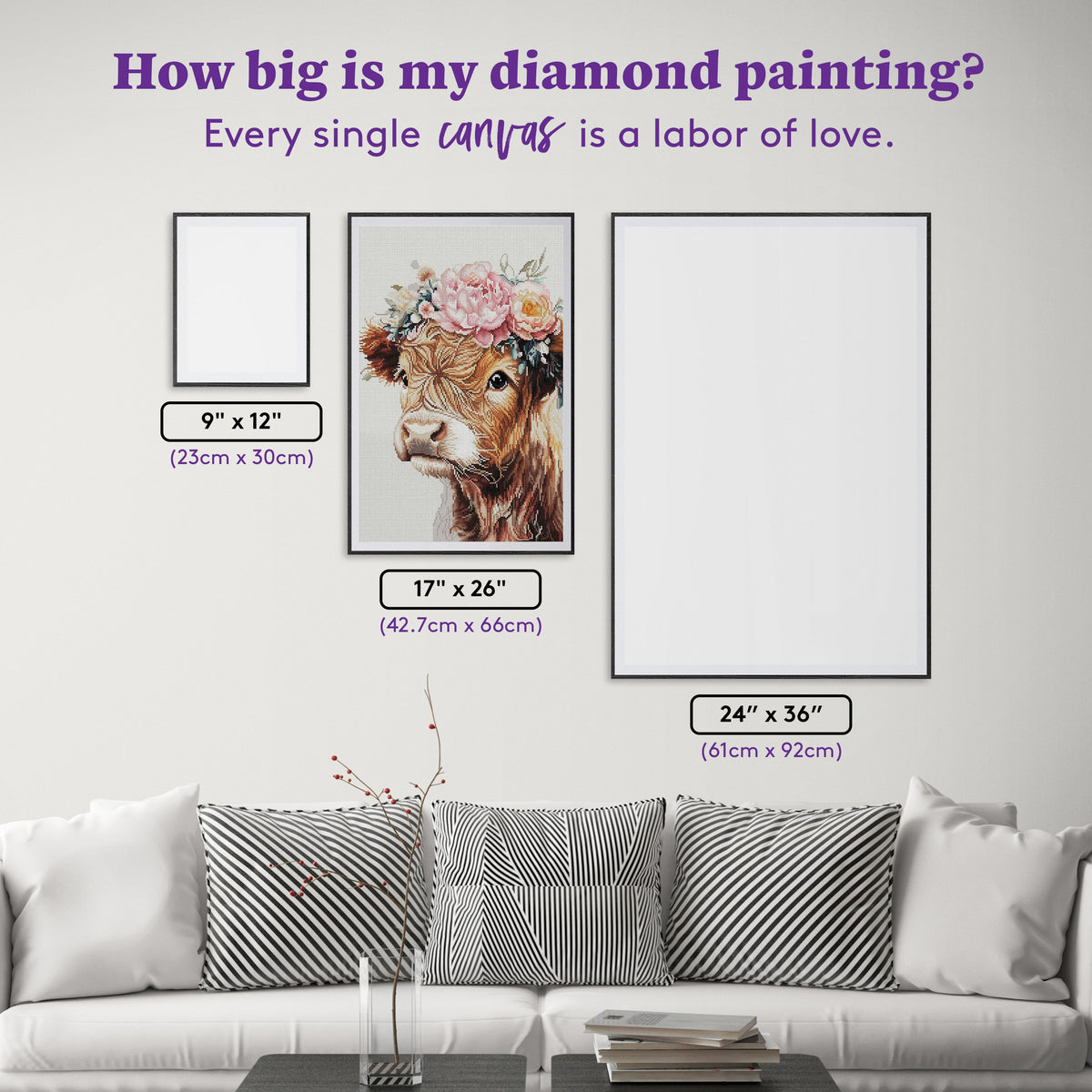 Diamond Painting Petunia with Peony 17" x 26" (42.7cm x 66cm) / Round with 78 Colors including 1 AB and 3 Fairy Dust Diamonds / 37,200