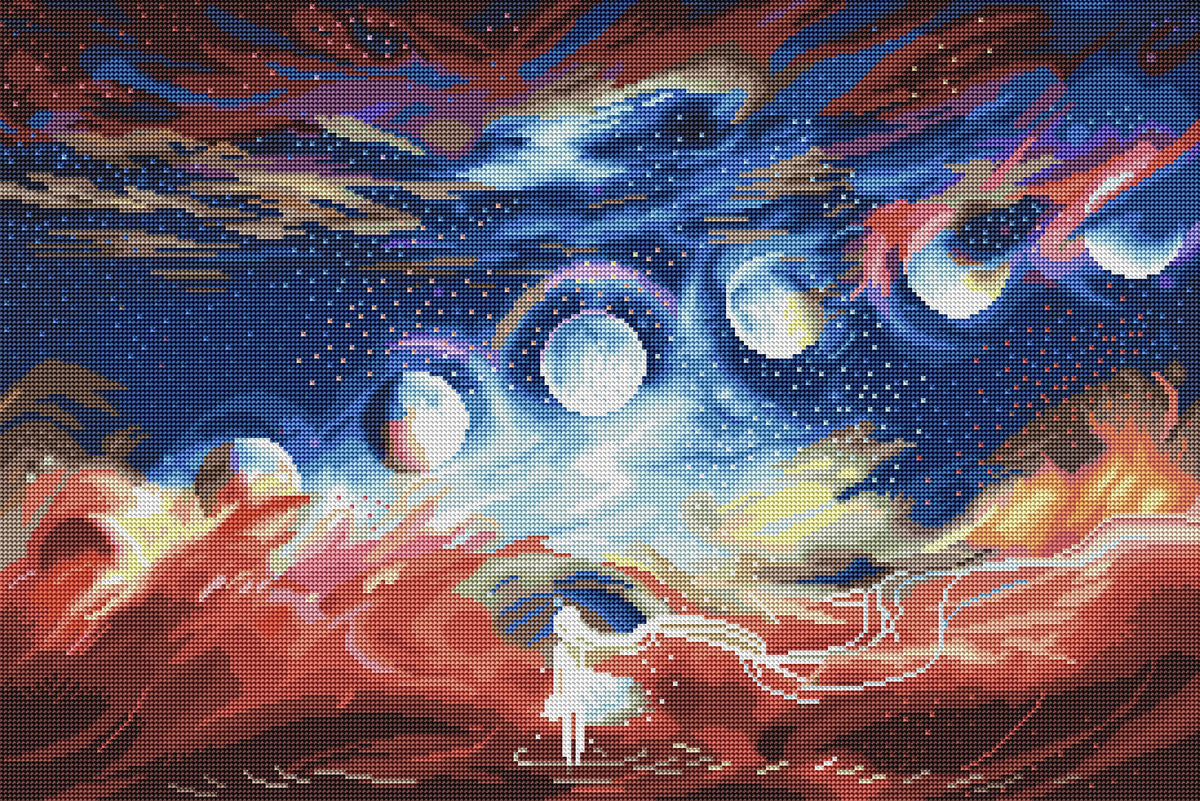 Diamond Painting Phases 30" x 20″ (76cm x 51cm) / Round with 43 Colors including 4 ABs / 49,051
