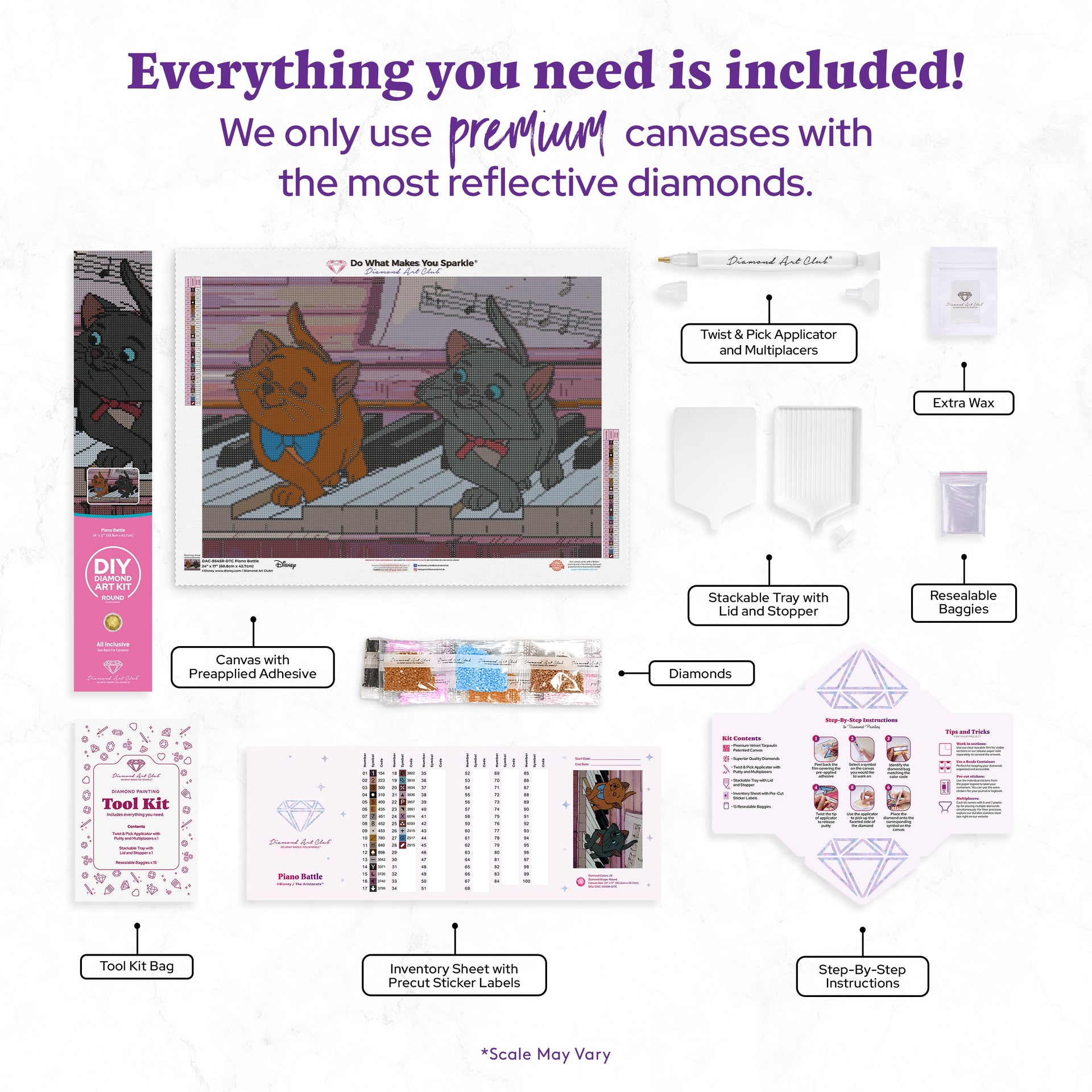 Diamond Painting Piano Battle 24" x 17" (60.8cm x 42.7cm) / Round with 28 Colors including 3 Fairy Dust Diamonds / 34,255