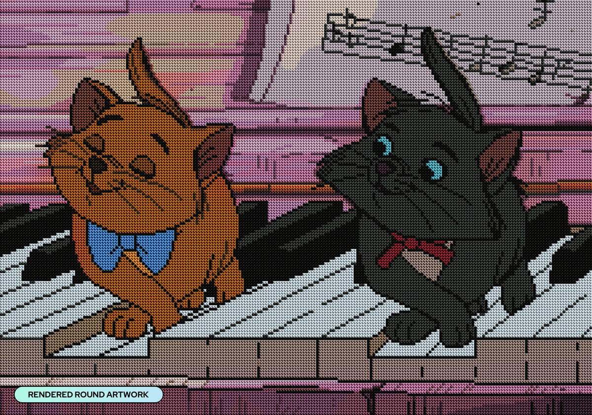 Diamond Painting Piano Battle 24" x 17" (60.8cm x 42.7cm) / Round with 28 Colors including 3 Fairy Dust Diamonds / 34,255