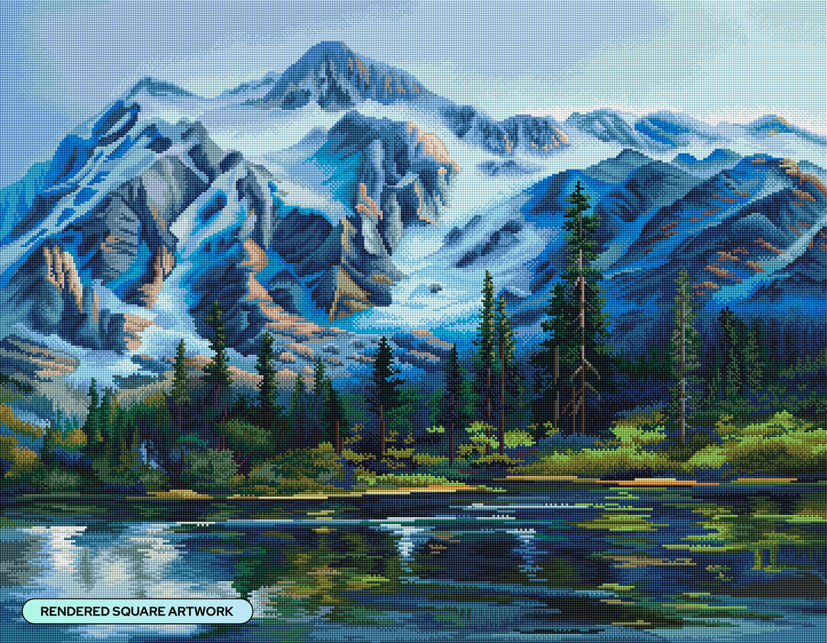 Diamond Painting Picture Lake 35.4" x 27.6" (89.9cm x 69.9cm) / Square With 76 Colors Including 1 AB and 5 Fairy Dust Diamonds / 101,441