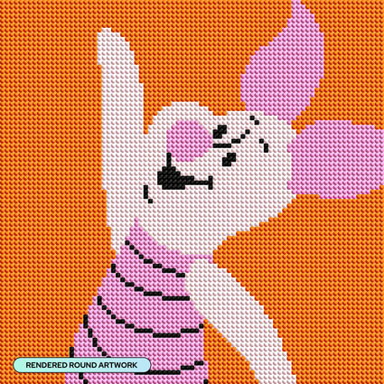 Diamond Painting Piglet 9" x 9" (22.8cm x 22.8cm) / Round with 4 Colors including 1 Fairy Dust Diamond / 6,889