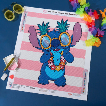 Diamond Painting Pineapple Glasses 17" x 20" (42.9cm x 50.6cm) / Round with 22 Colors including 2 ABs and 4 Fairy Dust Diamonds / 28,704