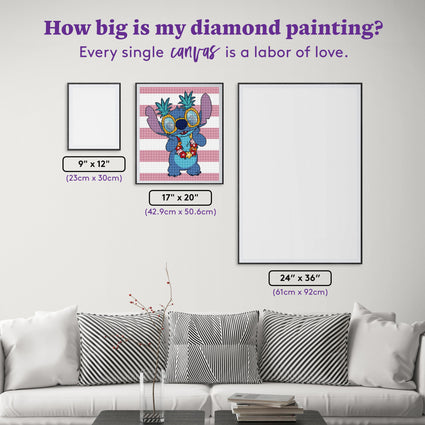 Diamond Painting Pineapple Glasses 17" x 20" (42.9cm x 50.6cm) / Round with 22 Colors including 2 ABs and 4 Fairy Dust Diamonds / 28,704