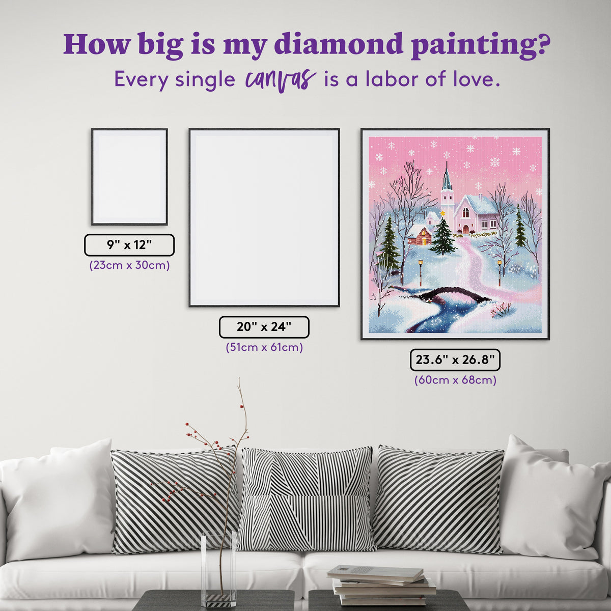 Diamond Painting Pink Christmas 23.6" x 26.8" (60cm x 68cm) / Square with 52 Colors including 2 ABs and 4 Fairy Dust Diamonds / 65,793