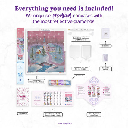Diamond Painting Pink Christmas 23.6" x 26.8" (60cm x 68cm) / Square with 52 Colors including 2 ABs and 4 Fairy Dust Diamonds / 65,793