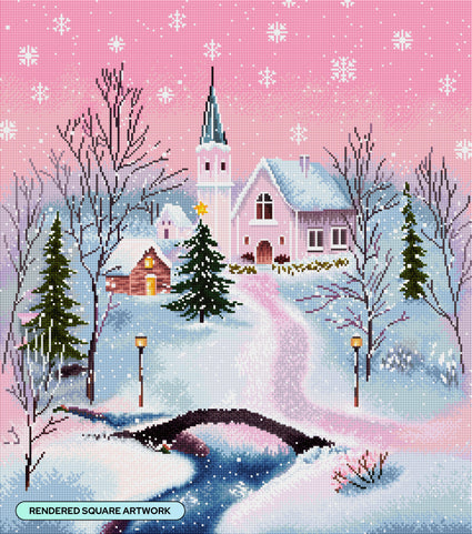 Diamond Painting Pink Christmas 23.6" x 26.8" (60cm x 68cm) / Square with 52 Colors including 2 ABs and 4 Fairy Dust Diamonds / 65,793