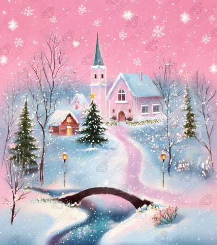 Diamond Painting Pink Christmas 23.6" x 26.8" (60cm x 68cm) / Square with 52 Colors including 2 ABs and 4 Fairy Dust Diamonds / 65,793