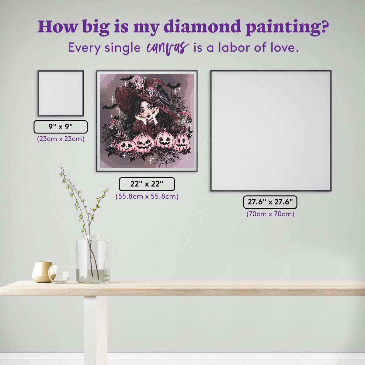 Diamond Painting Pink Halloween 22" x 22" (55.8cm x 55.8cm) / Square with 37 Colors including 1 AB and 2 Fairy Dust Diamonds / 50,176