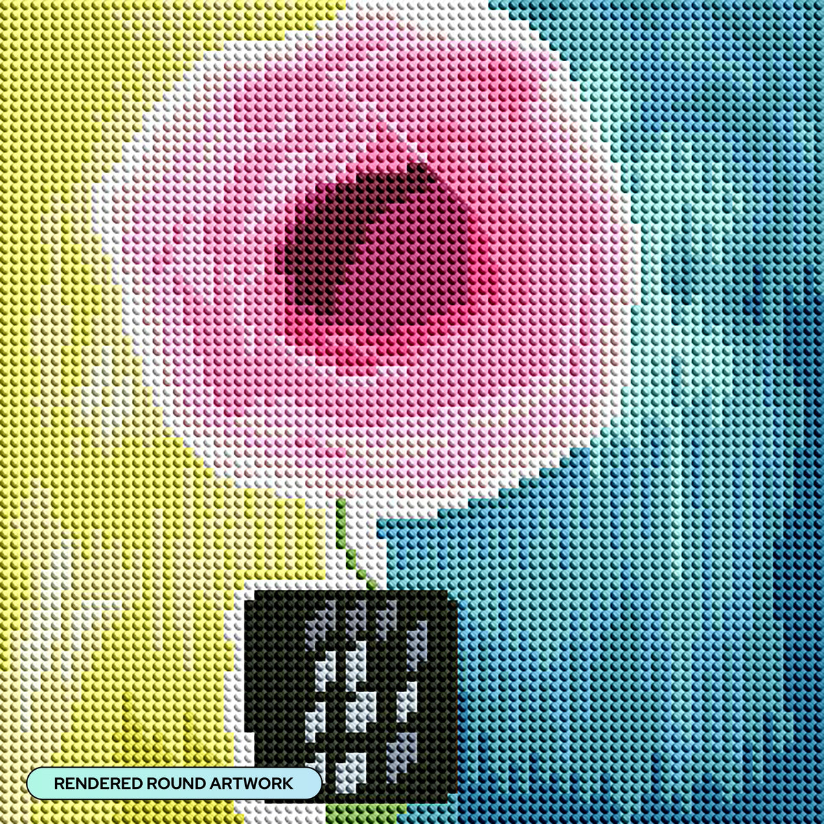Diamond Painting Pink Rose 9" x 9" (22.7cm x 22.7cm) / Round with 23 Colors including 3 ABs and 2 Fairy Dust Diamonds / 6,561