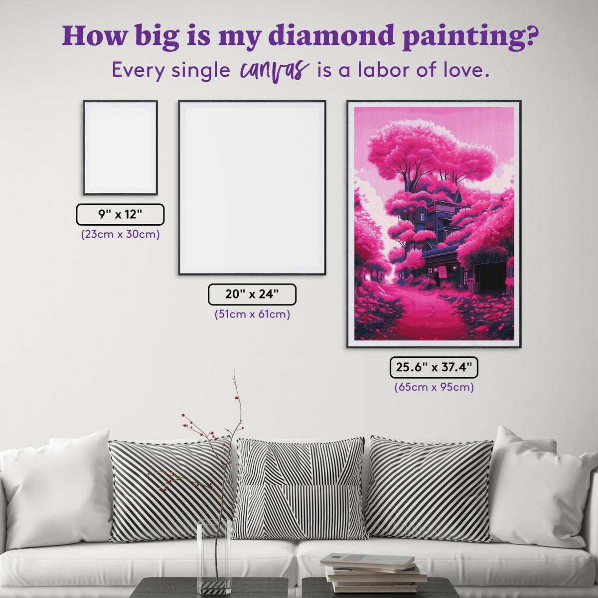 Diamond Painting Pink Treehouse 25.6" x 37.4" (65cm x 95cm) / Square with 34 Colors including 2 ABs and 2 Fairy Dust Diamonds / 99,441