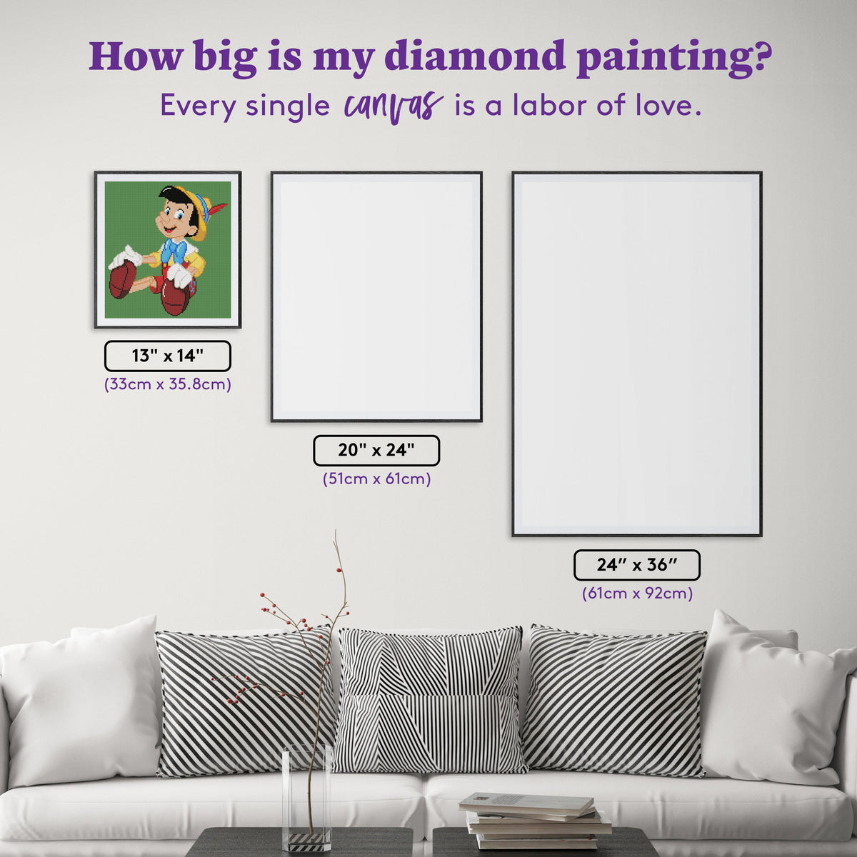 Diamond Painting Pinocchio 13" x 14" (33cm x 35.8cm) / Round with 18 Colors including 1 AB and 1 Fairy Dust Diamond / 15,600