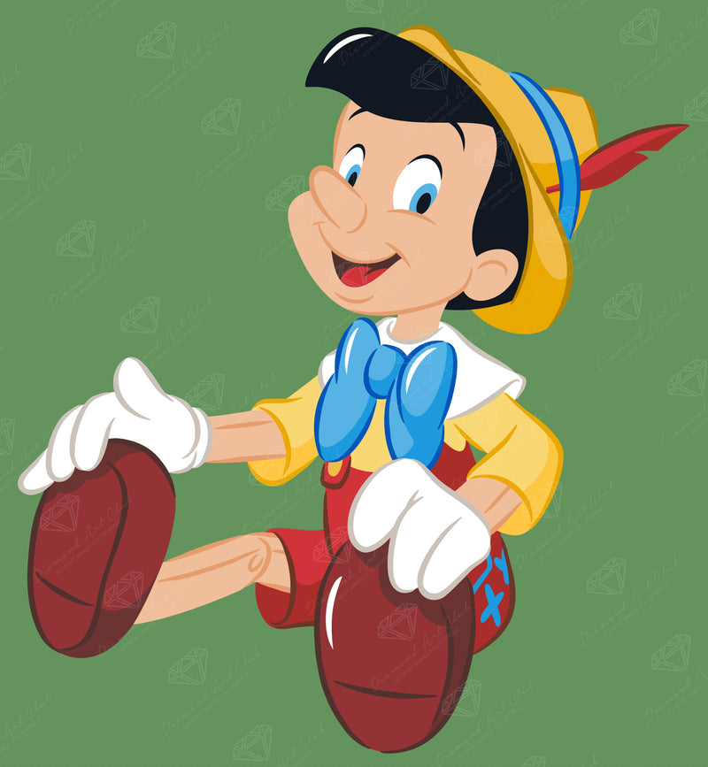 Diamond Painting Pinocchio 13" x 14" (33cm x 35.8cm) / Round with 18 Colors including 1 AB and 1 Fairy Dust Diamond / 15,600
