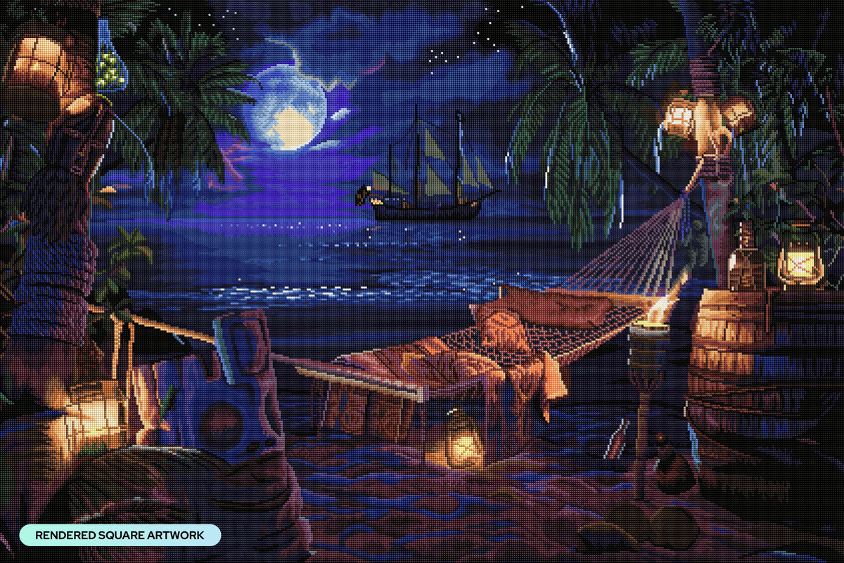 Diamond Painting Pirate Cove 41.3" x 27.6" (105cm x 70cm) / Square with 57 Colors including 2 ABs and 2 Fairy Dust Diamonds / 118,301