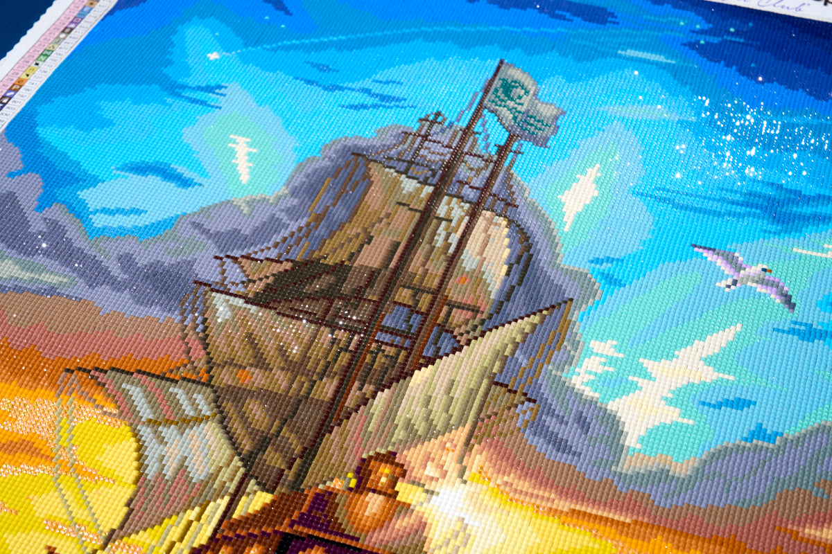 Diamond Painting Pirate's Lighthouse 27.6" x 41.3" (69.9cm x 104.8cm) / Square with 66 Colors including 1 AB and 4 Fairy Dust Diamonds / 118,301