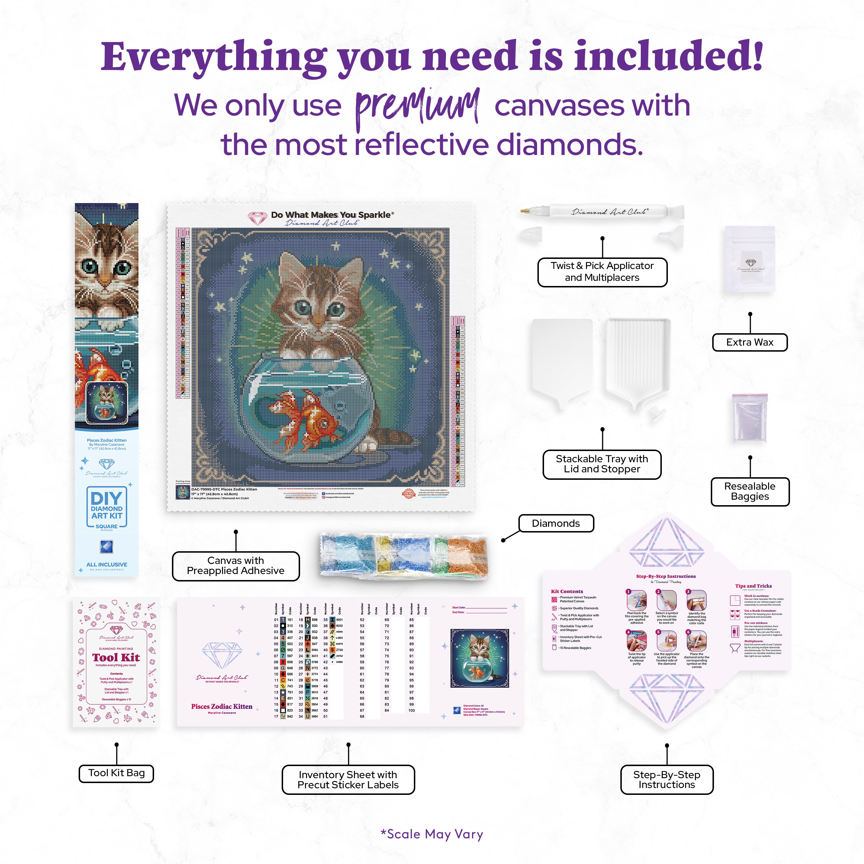 Pisces Zodiac Kitten Diamond Painting Kit – Diamond Art Club