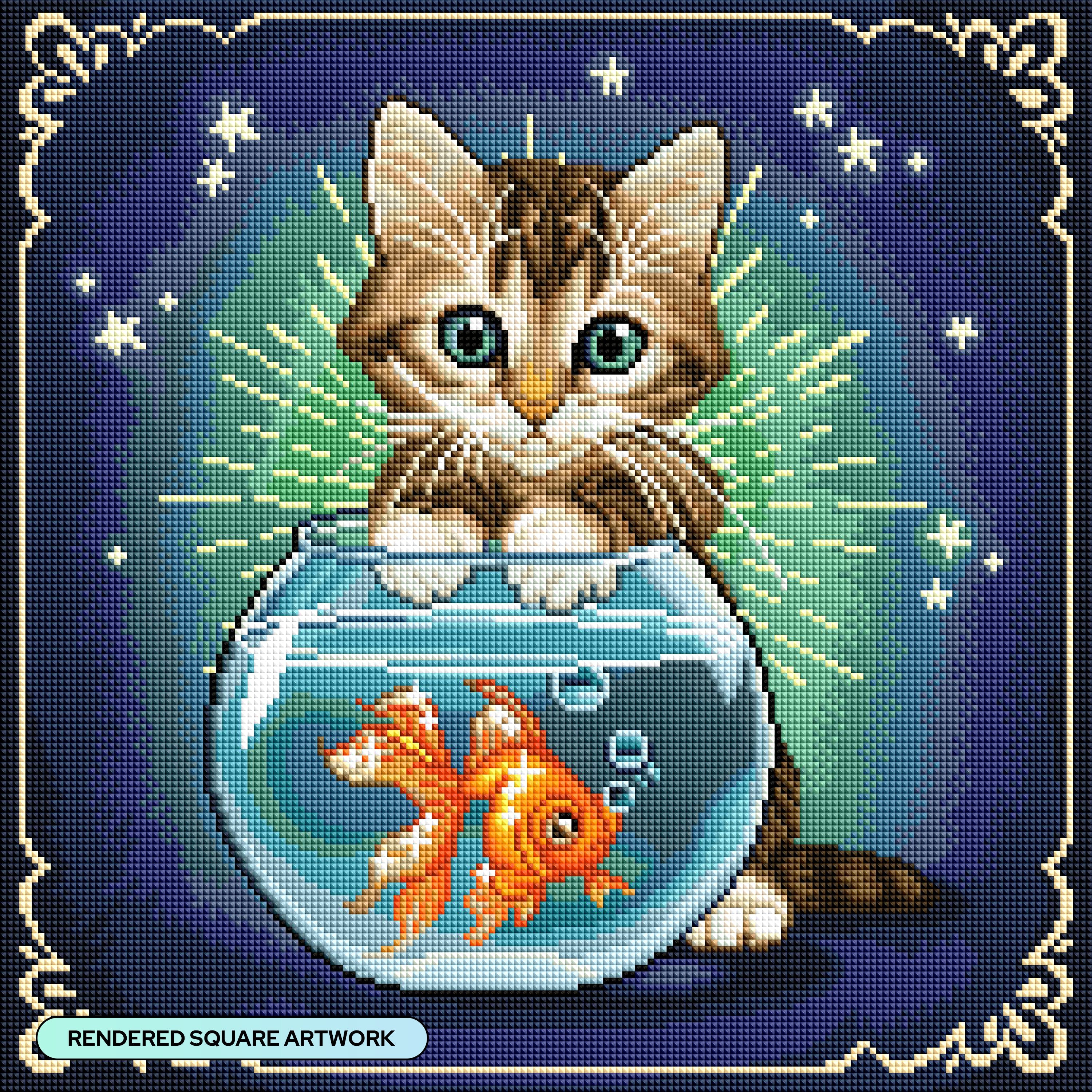 Pisces Zodiac Kitten – Diamond Art Club