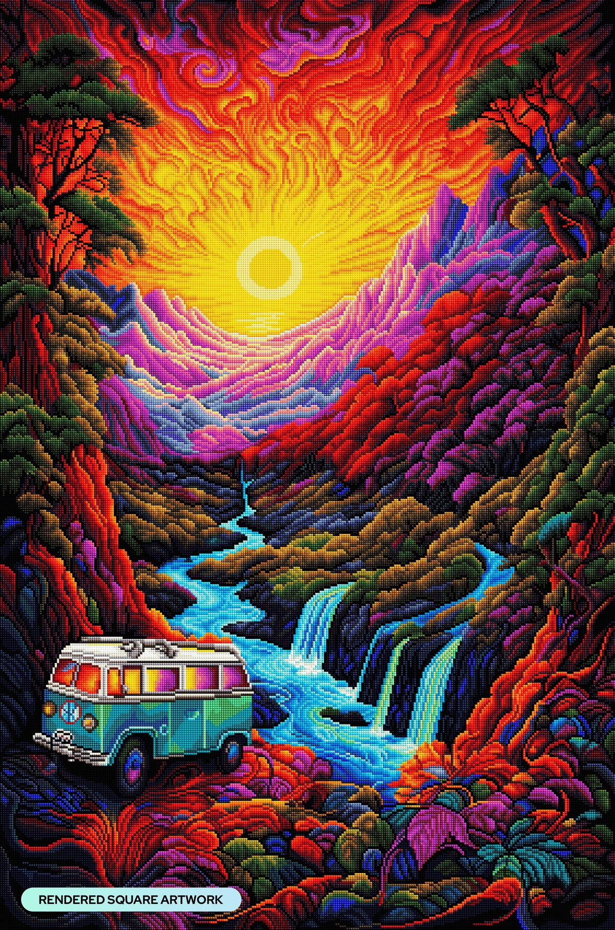 Diamond Painting Pit Stop in Paradise 27.6" x 41.7" (69.9cm x 105.8cm) / Square with 64 Colors including 3 ABs and 4 Fairy Dust Diamonds / 119,425