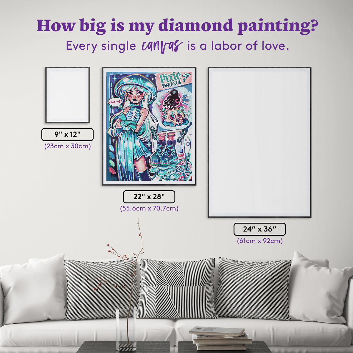 Diamond Painting Pixie Parasol 22" x 28" (55.6cm x 70.7cm) / Round With 46 Colors Including 3 ABs and 3 Fairy Dust Diamonds / 51,914