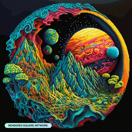 Diamond Painting Plastic Planet 25.6" x 25.6" (65cm x 65cm) / Square with 53 Colors including 3 ABs and 4 Fairy Dust Diamonds / 68,121