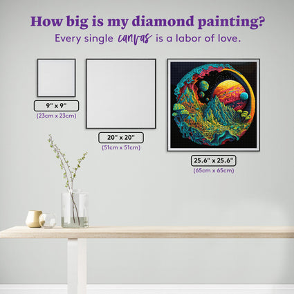 Diamond Painting Plastic Planet 25.6" x 25.6" (65cm x 65cm) / Square with 53 Colors including 3 ABs and 4 Fairy Dust Diamonds / 68,121