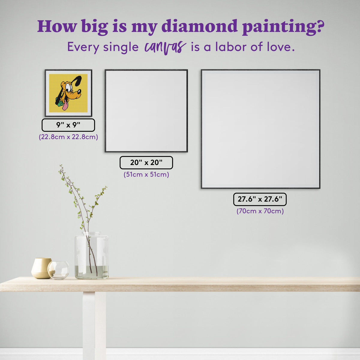 Diamond Painting Pluto 9" x 9" (22.8cm x 22.8cm) / Round with 6 Colors including 1 AB / 6,889