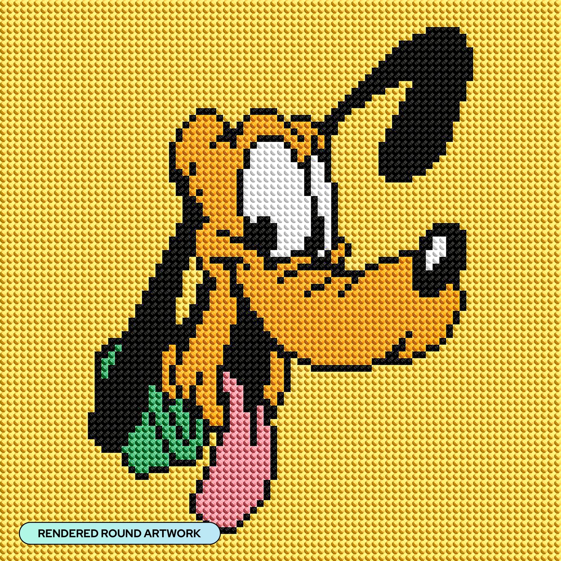 Diamond Painting Pluto 9" x 9" (22.8cm x 22.8cm) / Round with 6 Colors including 1 AB / 6,889