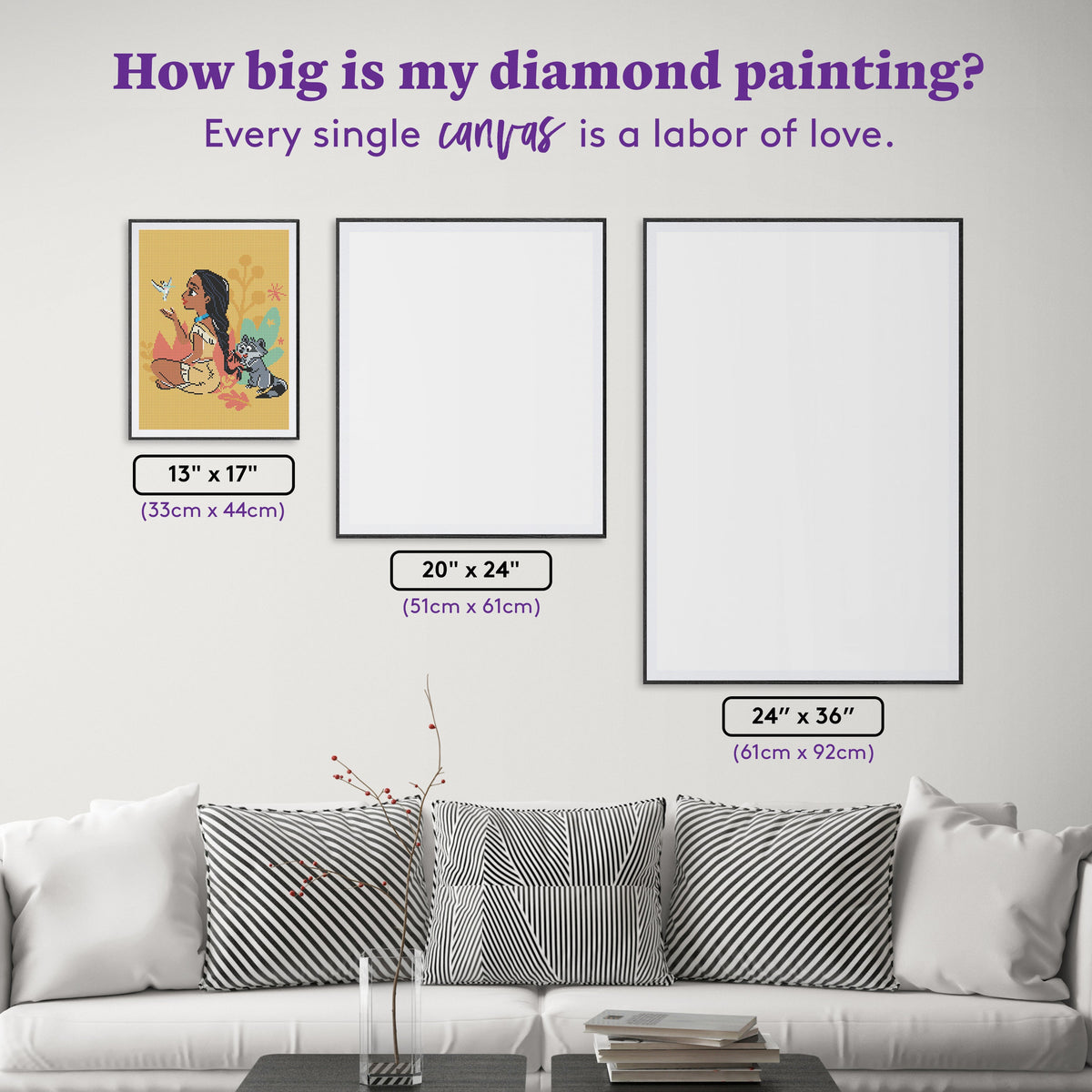 Diamond Painting Pocahontas - Believe in Magic 13" x 17" (33cm x 44cm) / Round with 19 Colors including 1 AB and 2 Fairy Dust Diamonds / 19,200