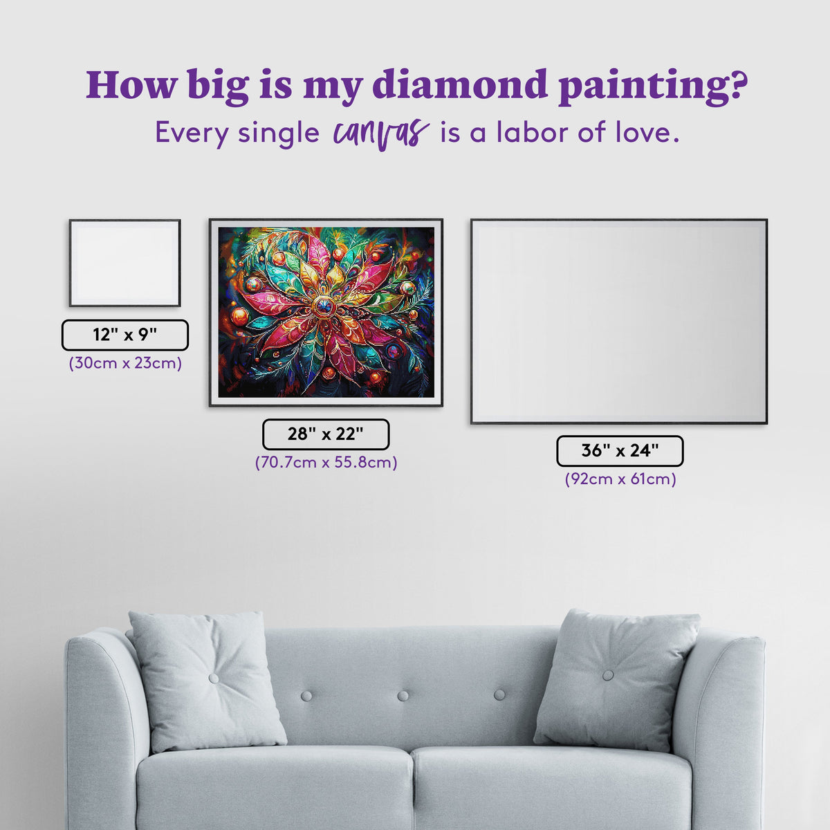 Diamond Painting Poinsettia Christmas Ornament 28" x 22" (70.7cm x 55.8cm) / Square with 79 Colors including 4 ABs and 3 Fairy Dust Diamonds / 63,616