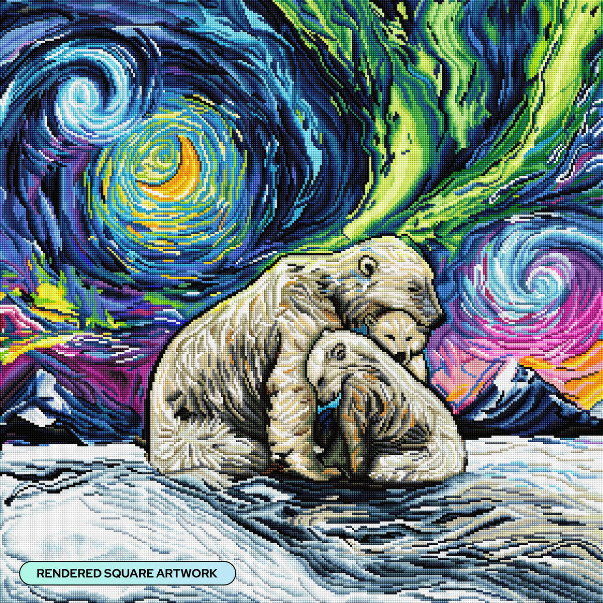 Diamond Painting Polar Night 27.6" x 27.6" (69.9cm x 69.9cm) / Square with 56 Colors including 3 ABs and 1 Iridescent Diamond and 3 Fairy Dust Diamonds / 78,961