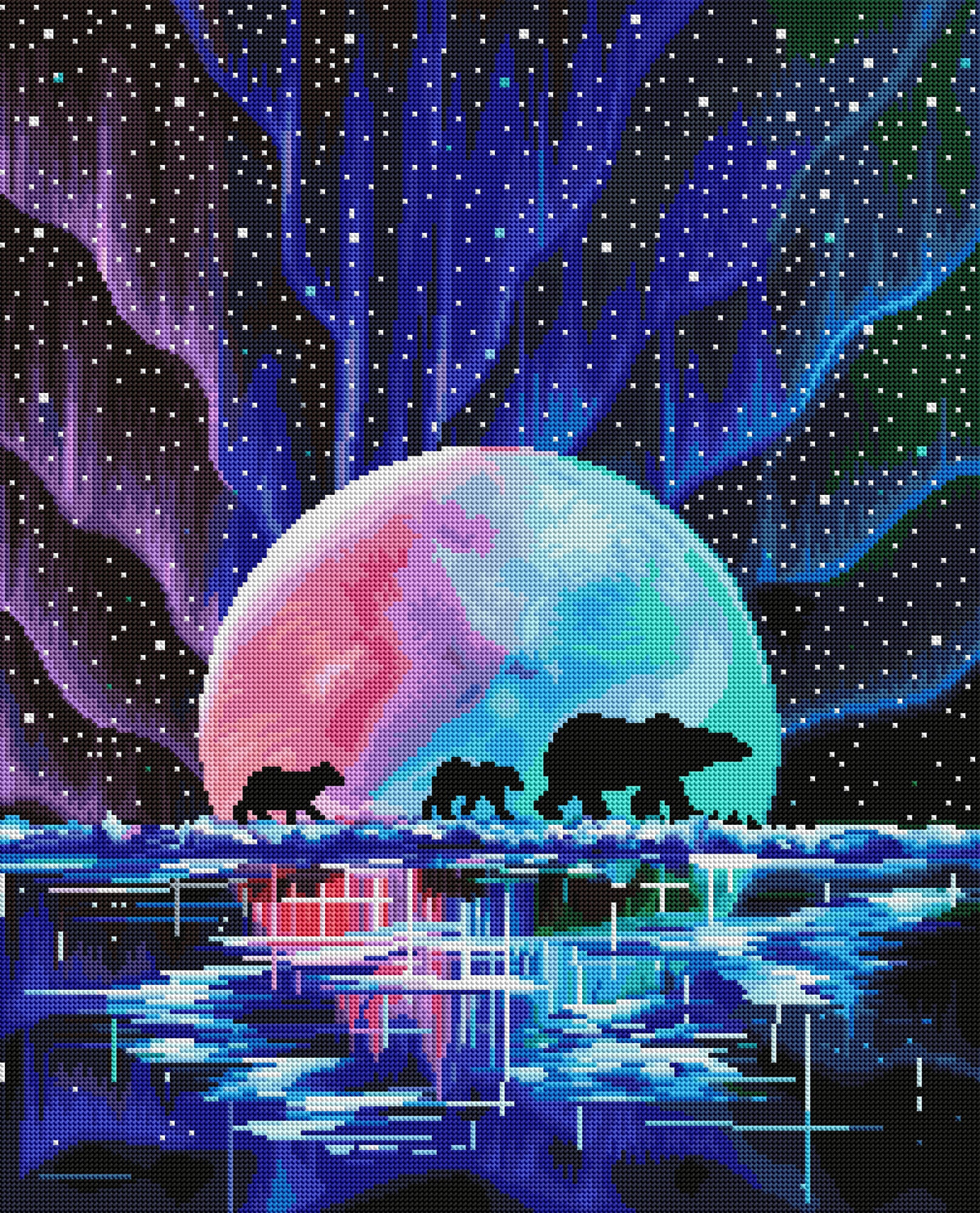 Diamond Painting Polar Stroll 22" x 27" (55.6cm x 68.8cm) / Round with 52 Colors including 2 ABs and 1 Special Diamond and 4 Fairy Dust Diamonds / 50,540