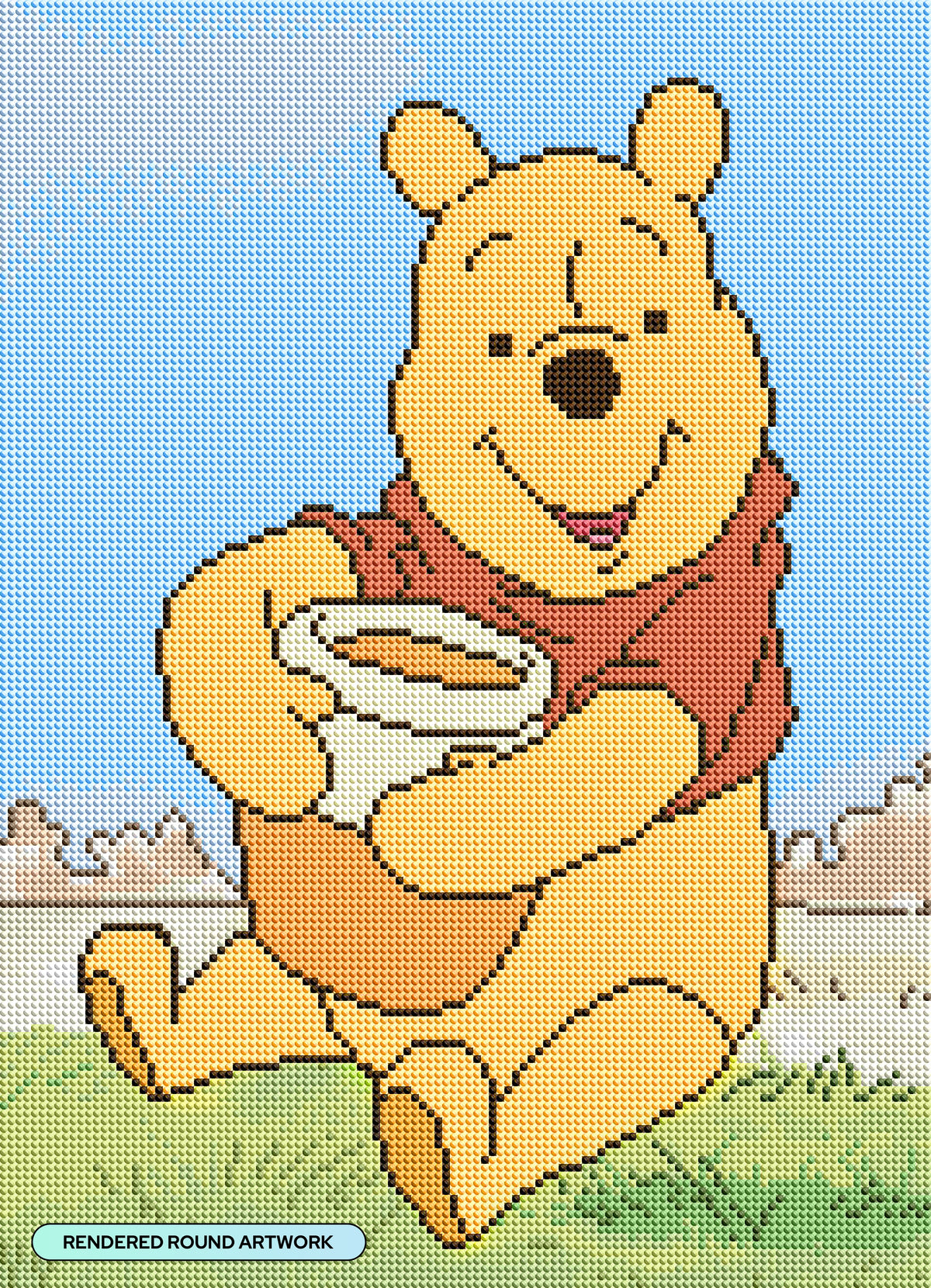 Diamond Painting Pooh Loves Hunny 13" x 18" (33cm x 45.7cm) / Round with 25 Colors including 3 Fairy Dust Diamonds / 19,920