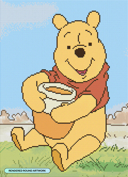 Diamond Painting Pooh Loves Hunny 13" x 18" (33cm x 45.7cm) / Round with 25 Colors including 3 Fairy Dust Diamonds / 19,920