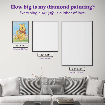 Diamond Painting Pooh Loves Hunny 13" x 18" (33cm x 45.7cm) / Round with 25 Colors including 3 Fairy Dust Diamonds / 19,920
