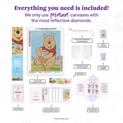 Diamond Painting Pooh Loves Hunny 13" x 18" (33cm x 45.7cm) / Round with 25 Colors including 3 Fairy Dust Diamonds / 19,920